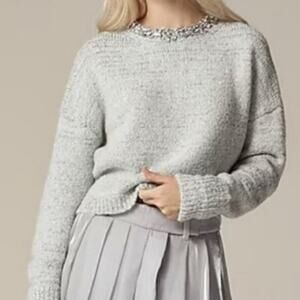 NWT J Crew Embellished Pullover Sweater Rhinestone Collar M